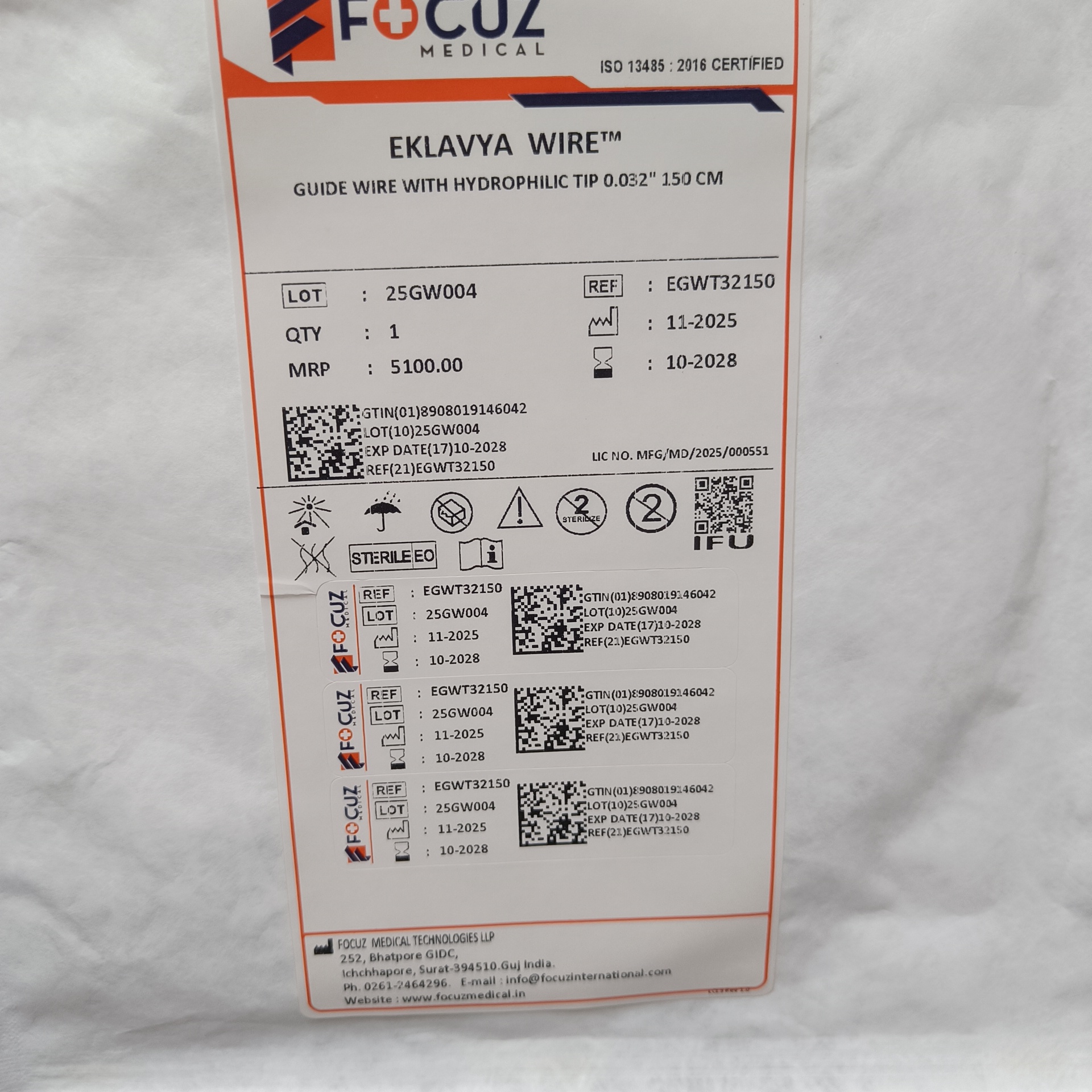Eklavya Guidewire -Zebra with Hydrophilic Tip